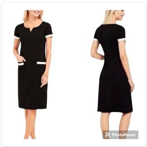 Talbots Black Shift Dress With White Trim size 14P
